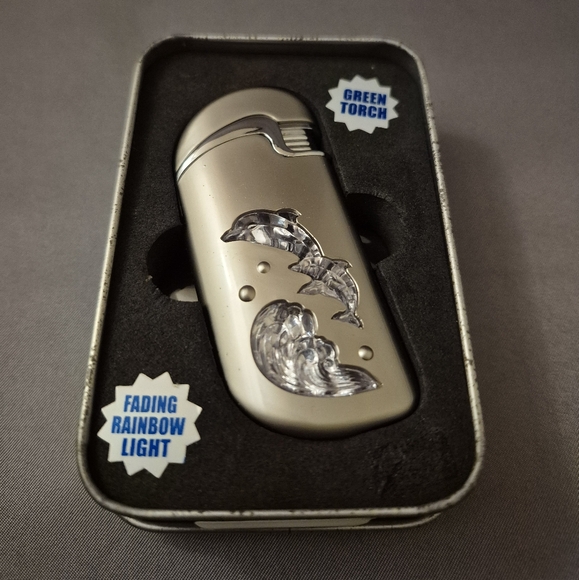 Lighters Other - Elegant Silver Dolphin Lighter with Rainbow Light